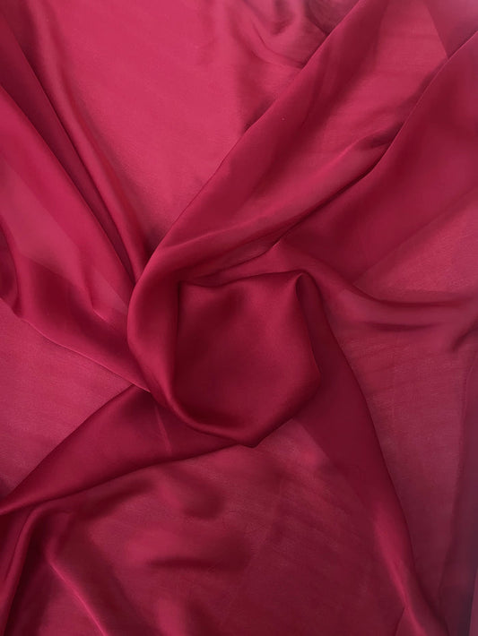 Satin Face Silk Chiffon - Deep Red