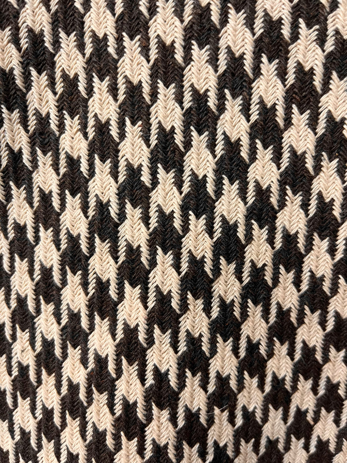 Houndstooth Poly Rayon Woven Boucle - Brown & Cream