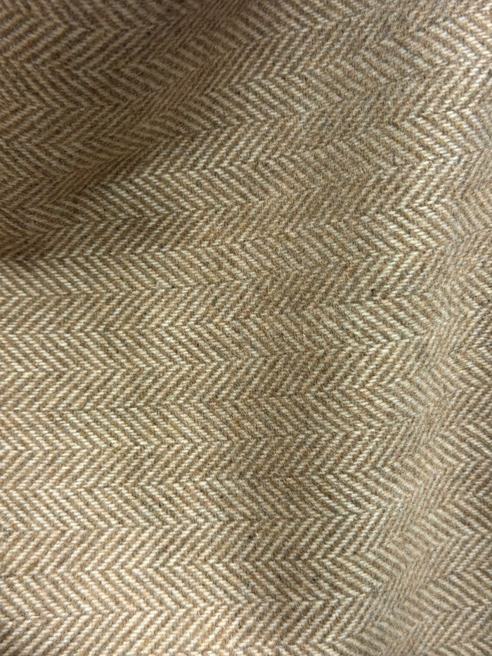 Heritage Label - Italian Brushed Herringbone Wool Blend - Beige Tan