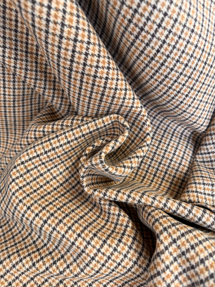 Heritage Label - Italian Plaid Melton Wool - Brown, Tan & Mustard