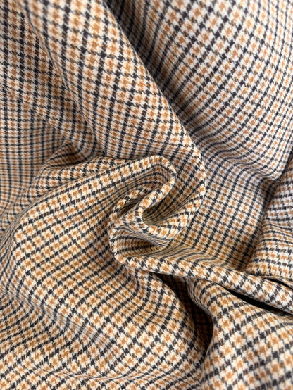 Heritage Label - Italian Plaid Melton Wool - Brown, Tan & Mustard
