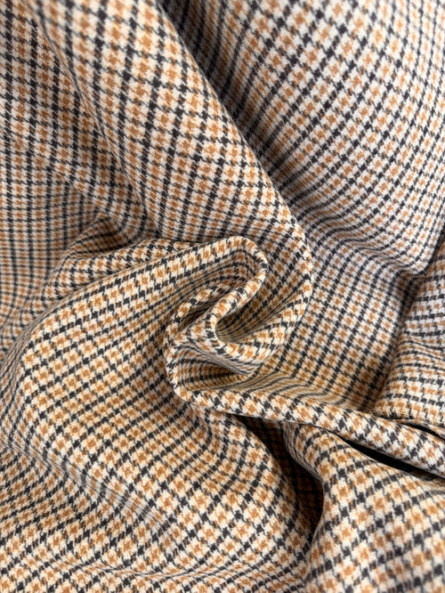 Heritage Label - Italian Plaid Melton Wool - Brown, Tan & Mustard