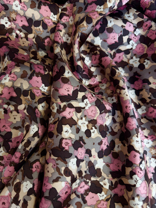 Printed Stretch Silk Charmeuse - Cherry Blossom