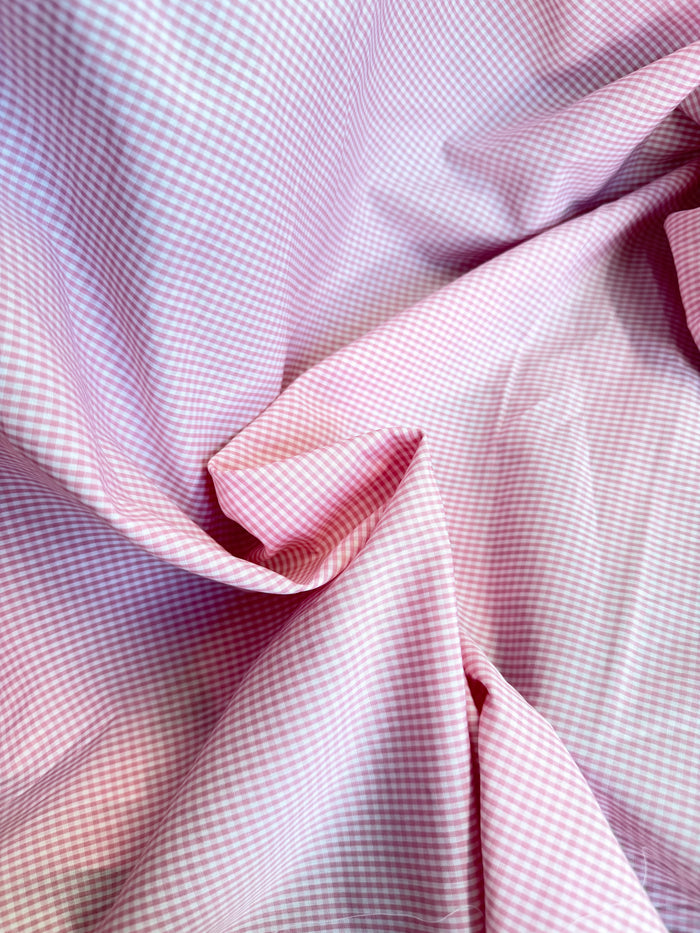 Cotton - Mini Check Plaid - Light Pink & White