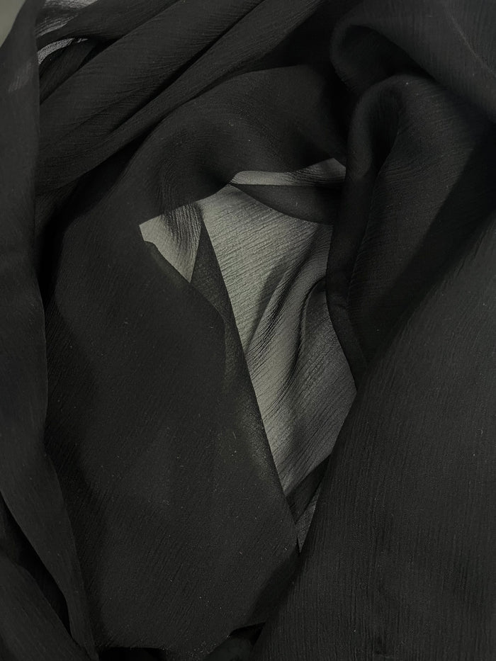 Crinkled Silk Chiffon - Black 56"