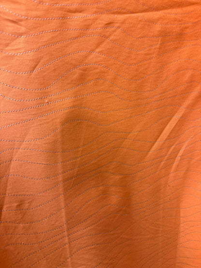 Italian Embellished Cotton Twill - Orange & Silver