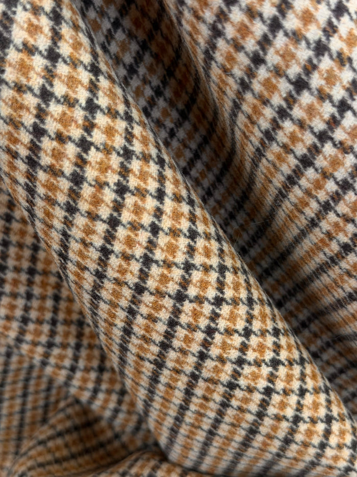 Heritage Label - Italian Plaid Melton Wool - Brown, Tan & Mustard