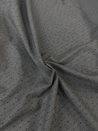 Italian Flannel Poly Rayon Suiting - Grey Pinstripe Rhinestone