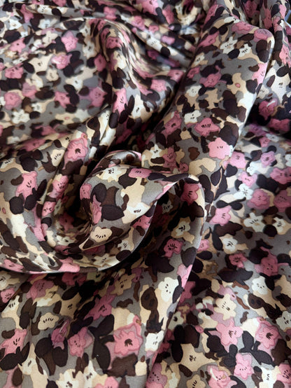 Printed Stretch Silk Charmeuse - Cherry Blossom