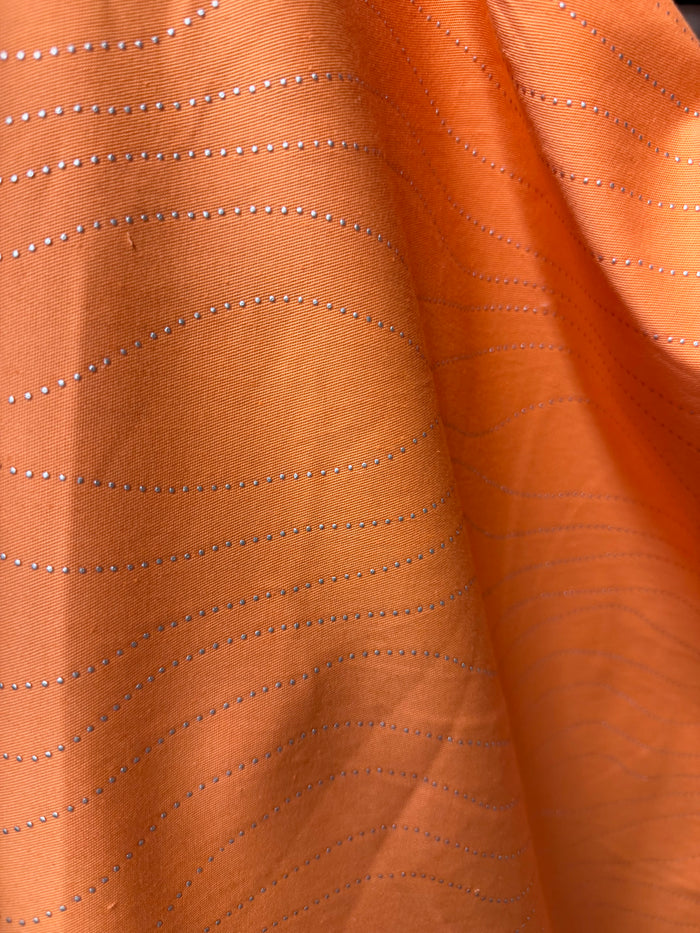Italian Embellished Cotton Twill - Orange & Silver