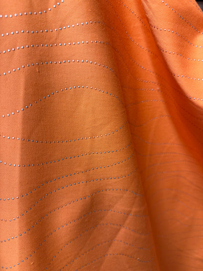 Italian Embellished Cotton Twill - Orange & Silver