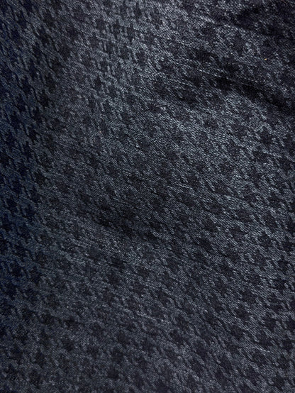 Cotton Stretch Denim Houndstooth - Indigo Blue