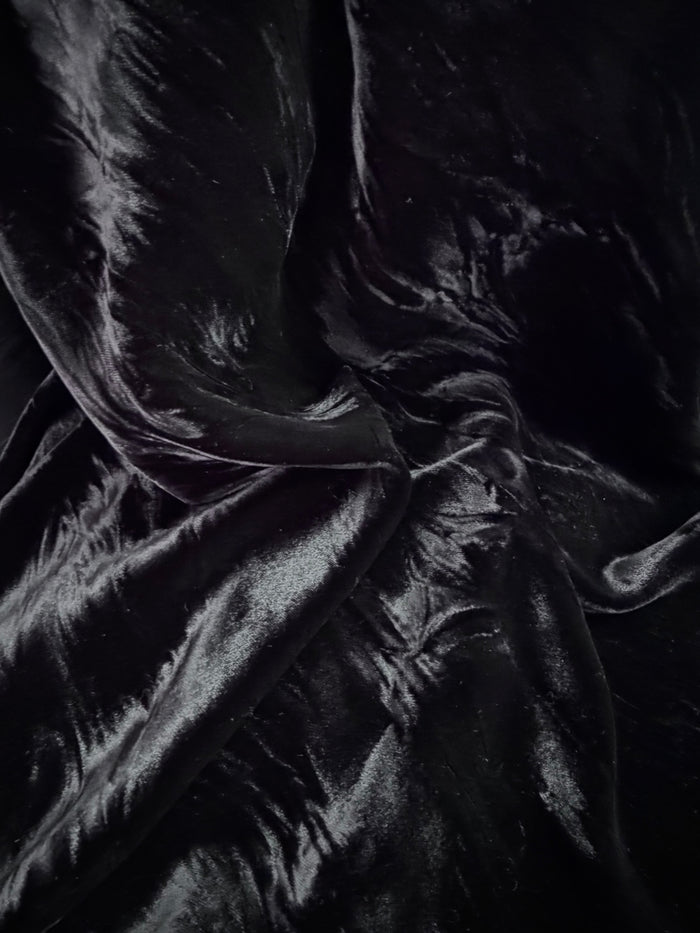 Crinkled Rayon Velvet - Midnight Blue