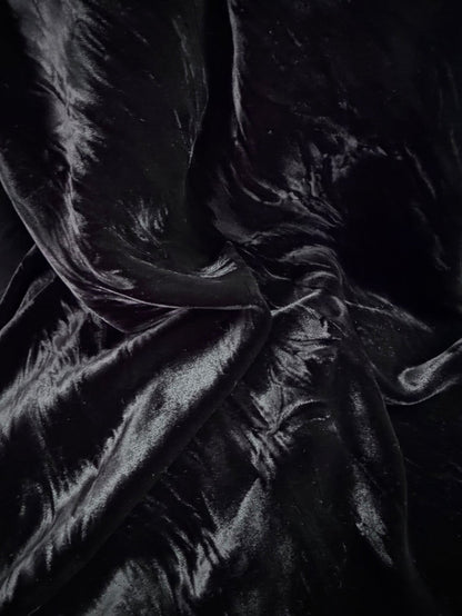 Crinkled Rayon Velvet - Midnight Blue