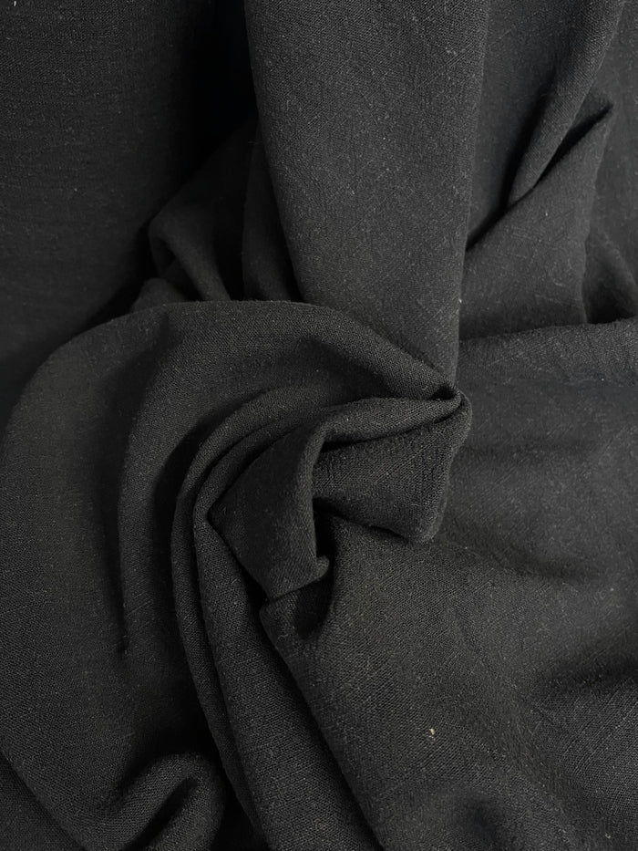 Textured Cotton & Linen Blend - Jet Black