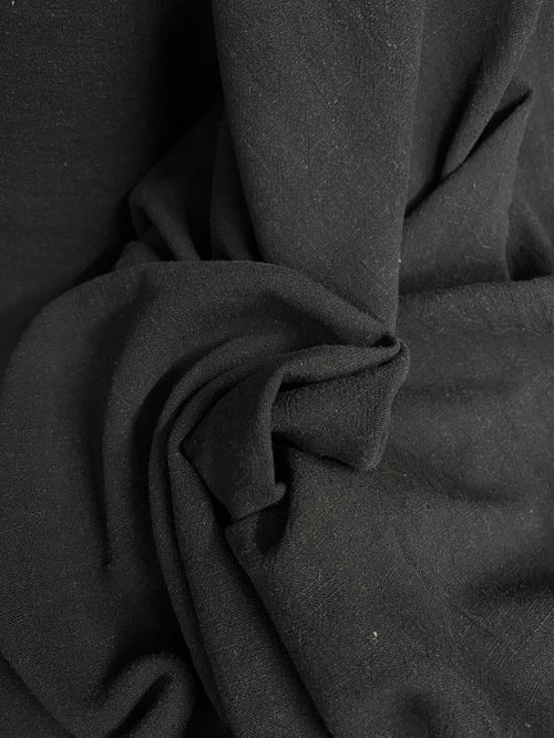 Textured Cotton & Linen Blend - Jet Black