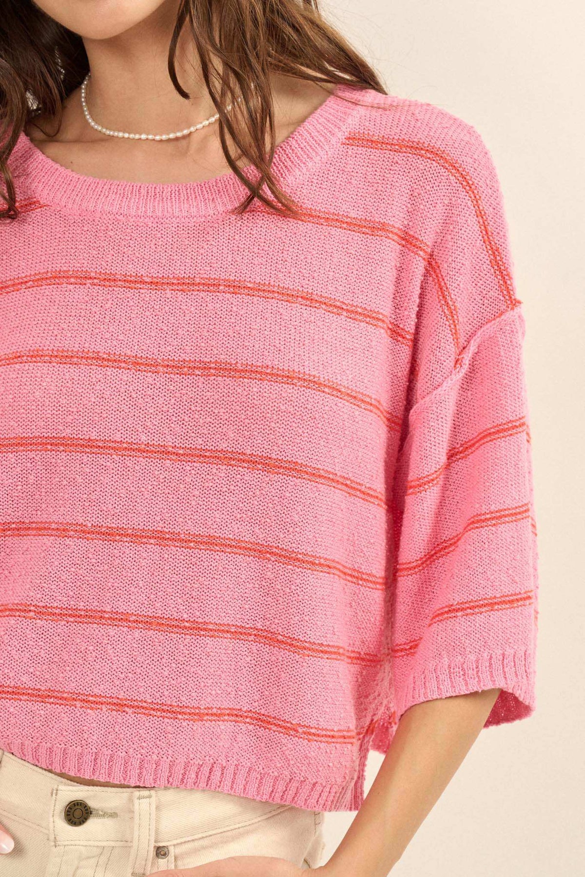 Read My Mind Striped Three-Quarter Sleeve Sweater