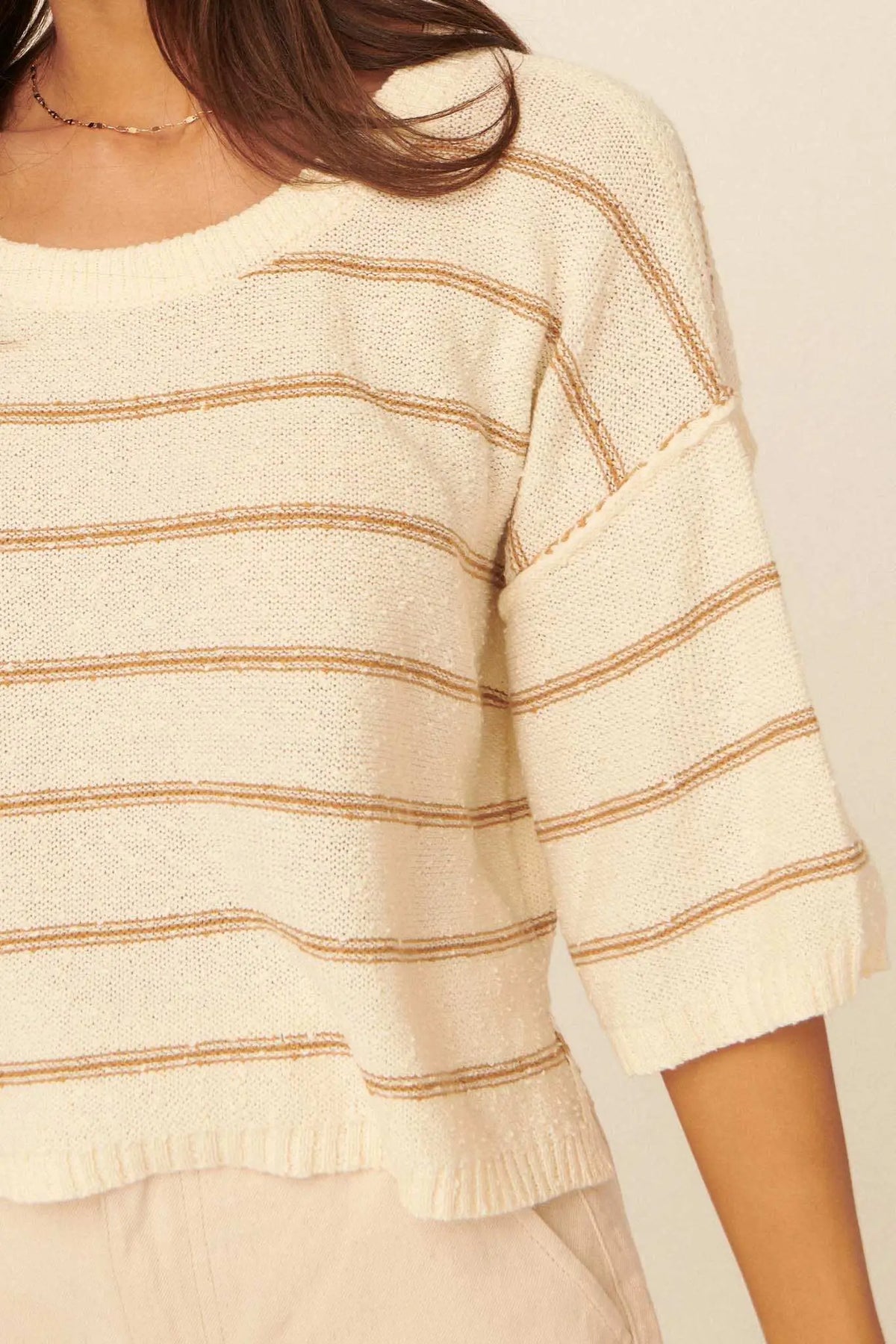 Read My Mind Striped Three-Quarter Sleeve Sweater