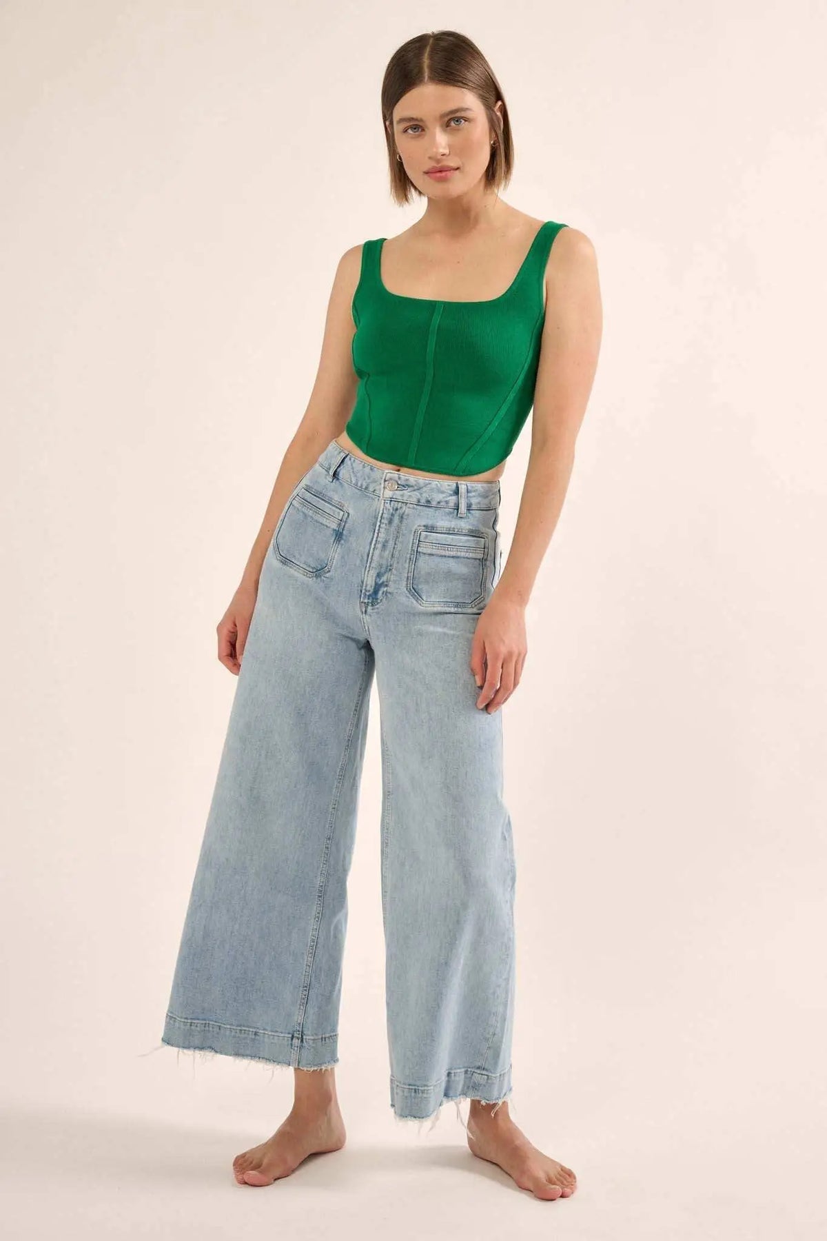 Shaper Fit Square Neck Rib-Knit Corset Tank Top