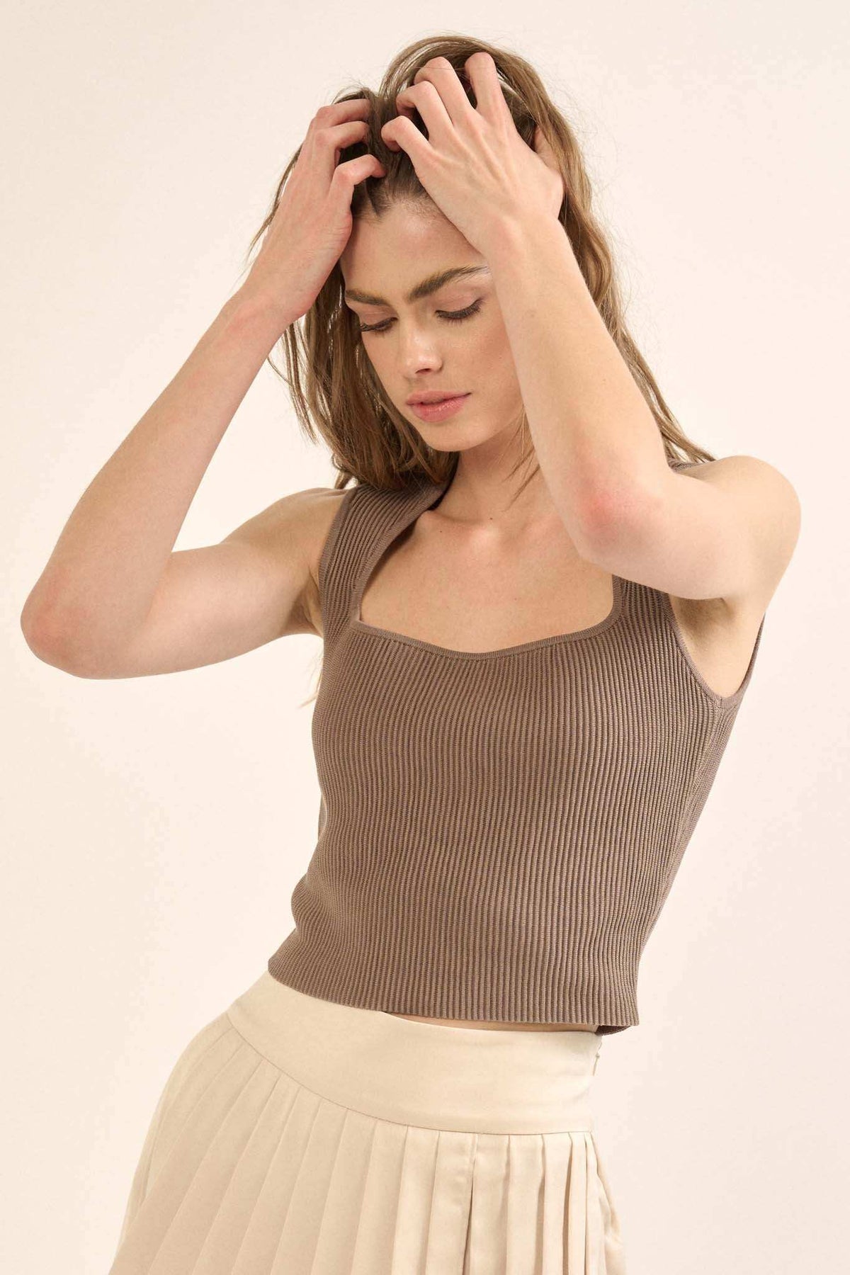 Shaper Fit Square Neck Rib-Knit Tank Top