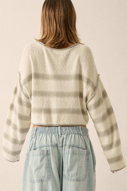Believe the Stripe Exposed-Seam Cropped Sweater