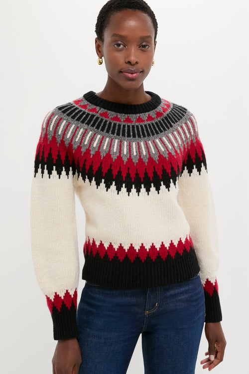 Authentic Cream Fairisle Multi Crewneck Sweater