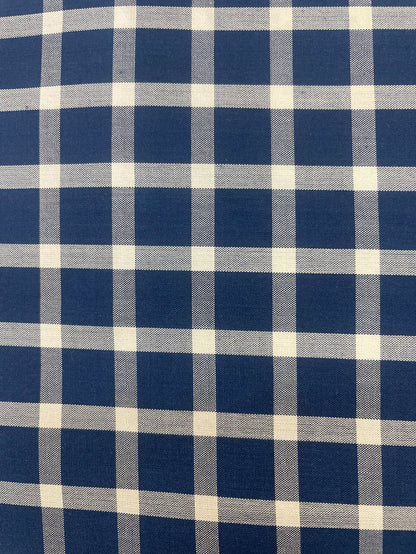 Silk Shirting Plaid - White & Blue