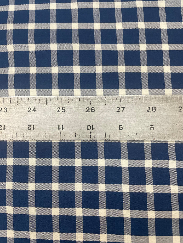 Silk Shirting Plaid - White & Blue