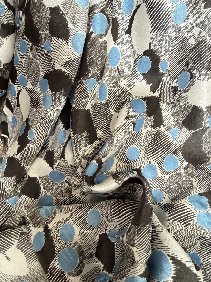 Printed Light Weight Silk Charmeuse - Polka Dot & Sketch Leaves