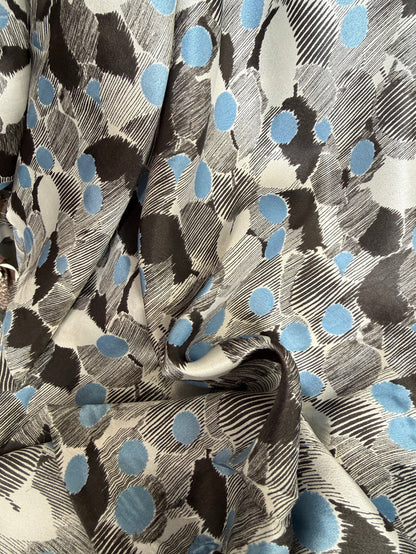 Printed Light Weight Silk Charmeuse - Polka Dot & Sketch Leaves