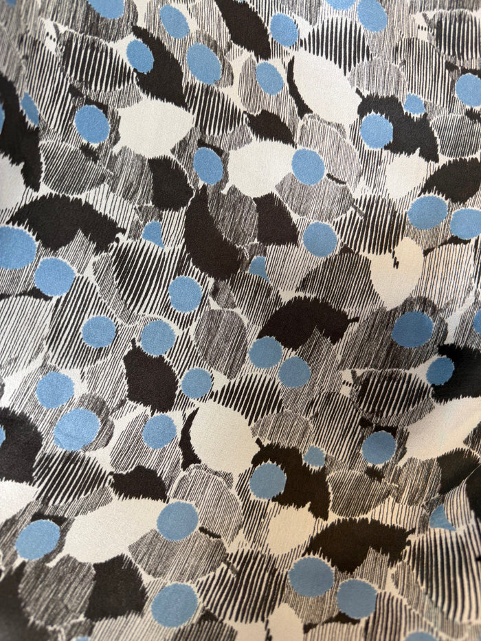 Printed Light Weight Silk Charmeuse - Polka Dot & Sketch Leaves