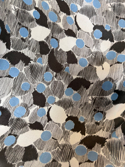 Printed Light Weight Silk Charmeuse - Polka Dot & Sketch Leaves