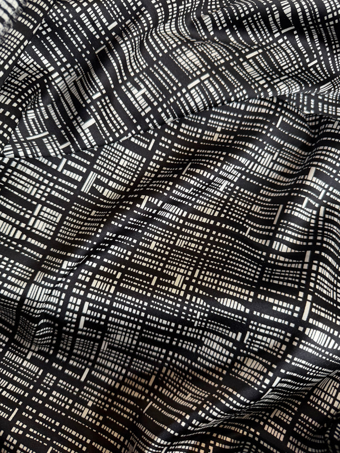 Printed Stretch Silk Charmeuse - Sophisticated Barcode