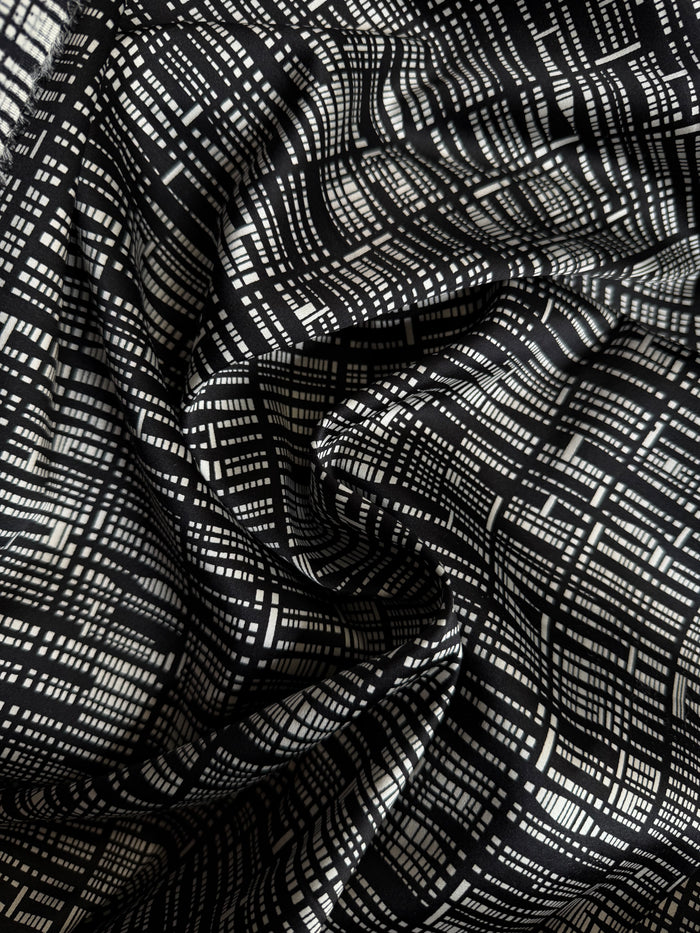 Printed Stretch Silk Charmeuse - Sophisticated Barcode