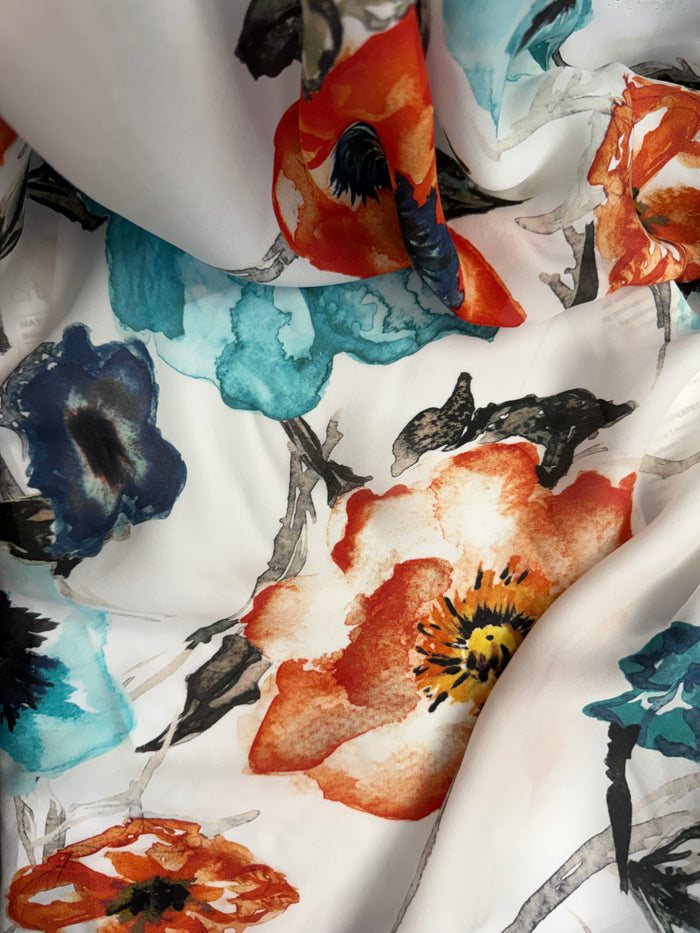 Italian Silk Georgette - Watercolor Floral