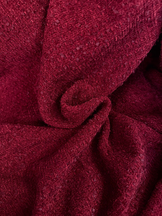 Heritage Label - Italian Designer Wool Boucle - Burgundy Red