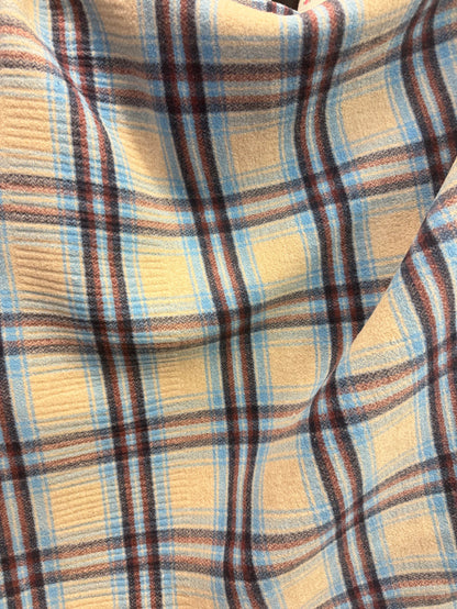 Heritage Label - Italian Double Face Wool - Tan & Blue Plaid