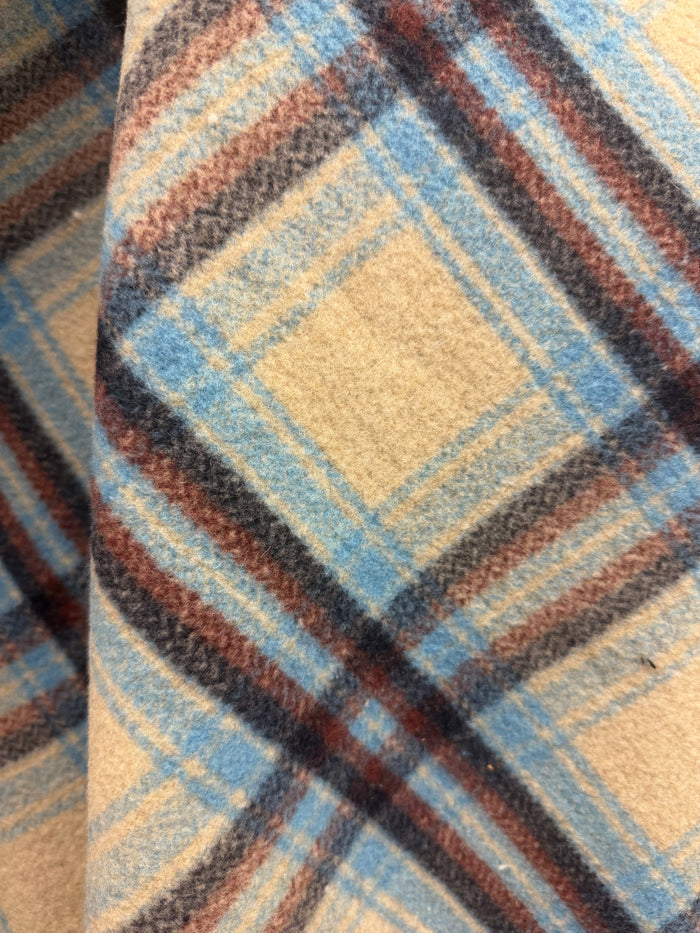 Heritage Label - Italian Double Face Wool - Tan & Blue Plaid