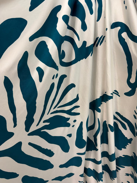 Printed Silk Jersey - Teal Blue Tiger
