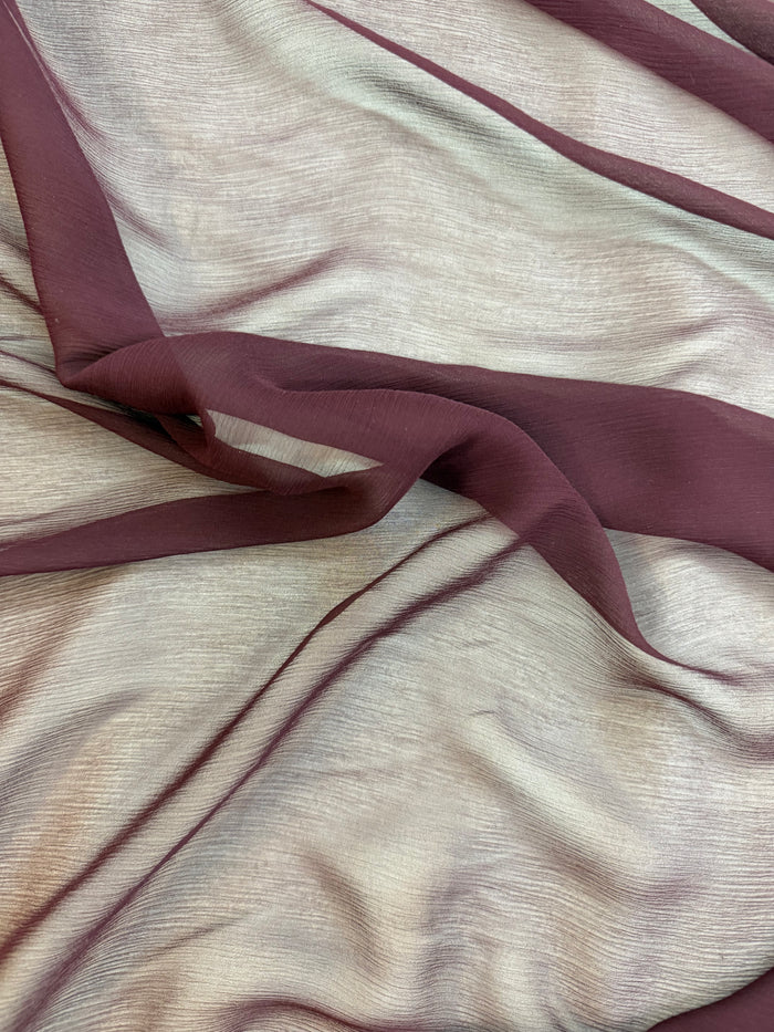 Crinkled Silk Chiffon Wide - Burgundy Mauve