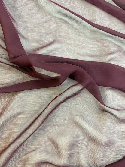 Crinkled Silk Chiffon Wide - Burgundy Mauve