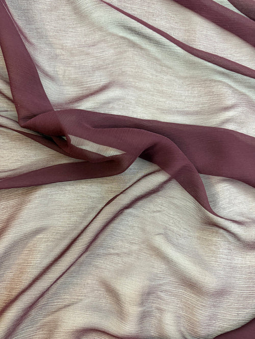 Crinkled Silk Chiffon Wide - Burgundy Mauve