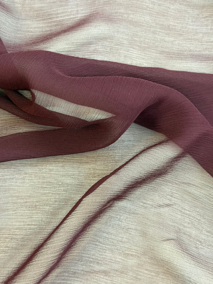Crinkled Silk Chiffon Wide - Burgundy Mauve