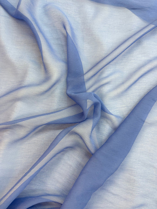 Crinkled Silk Chiffon - Periwinkle Blue
