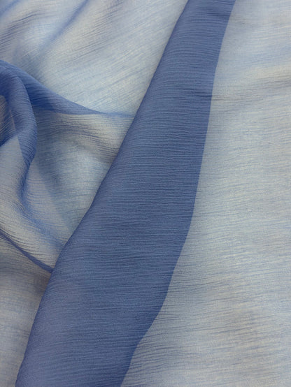 Crinkled Silk Chiffon - Periwinkle Blue