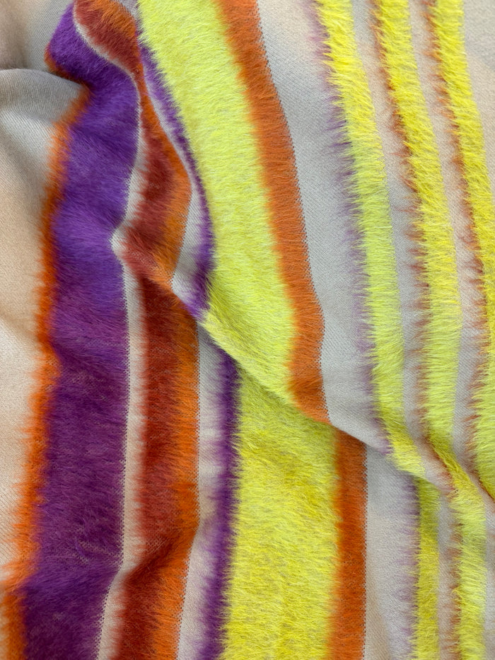Wool Mohair - Panel Stripes - Beige & Multicolor