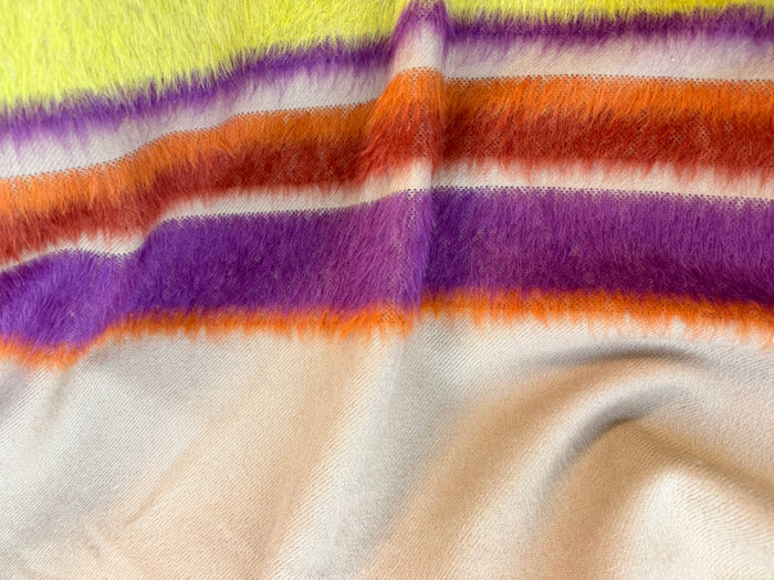 Wool Mohair - Panel Stripes - Beige & Multicolor