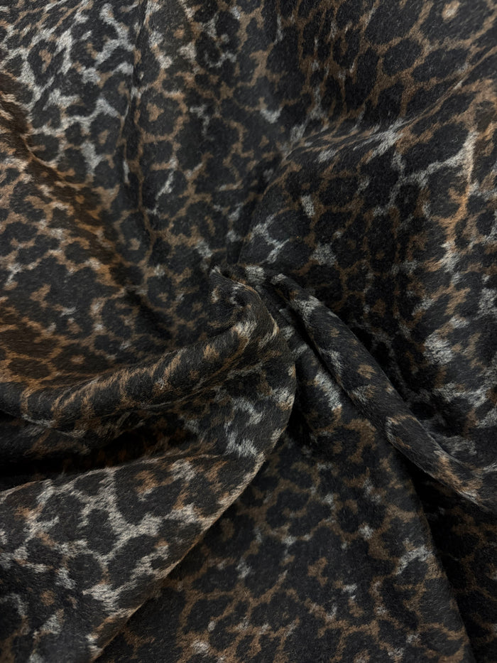 Italian Melton Wool - Grey, Brown & Black Cheetah