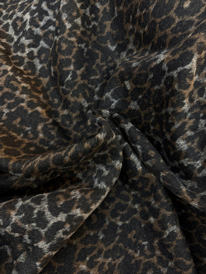 Italian Melton Wool - Grey, Brown & Black Cheetah