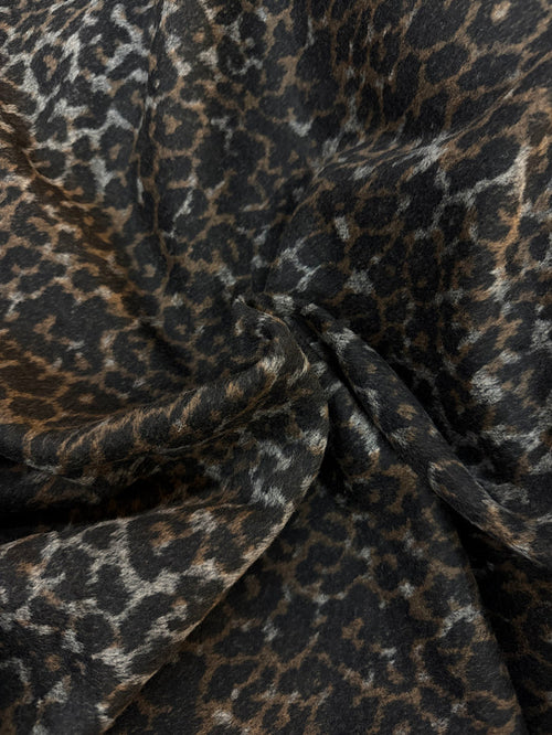 Italian Melton Wool - Grey, Brown & Black Cheetah